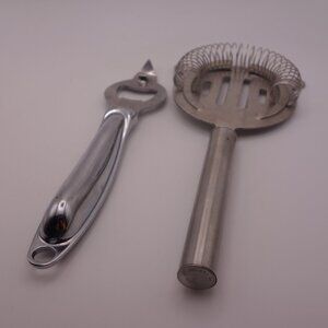 Stainless Steel India Cocktail Strainer and Bottle Opener/Can Opener